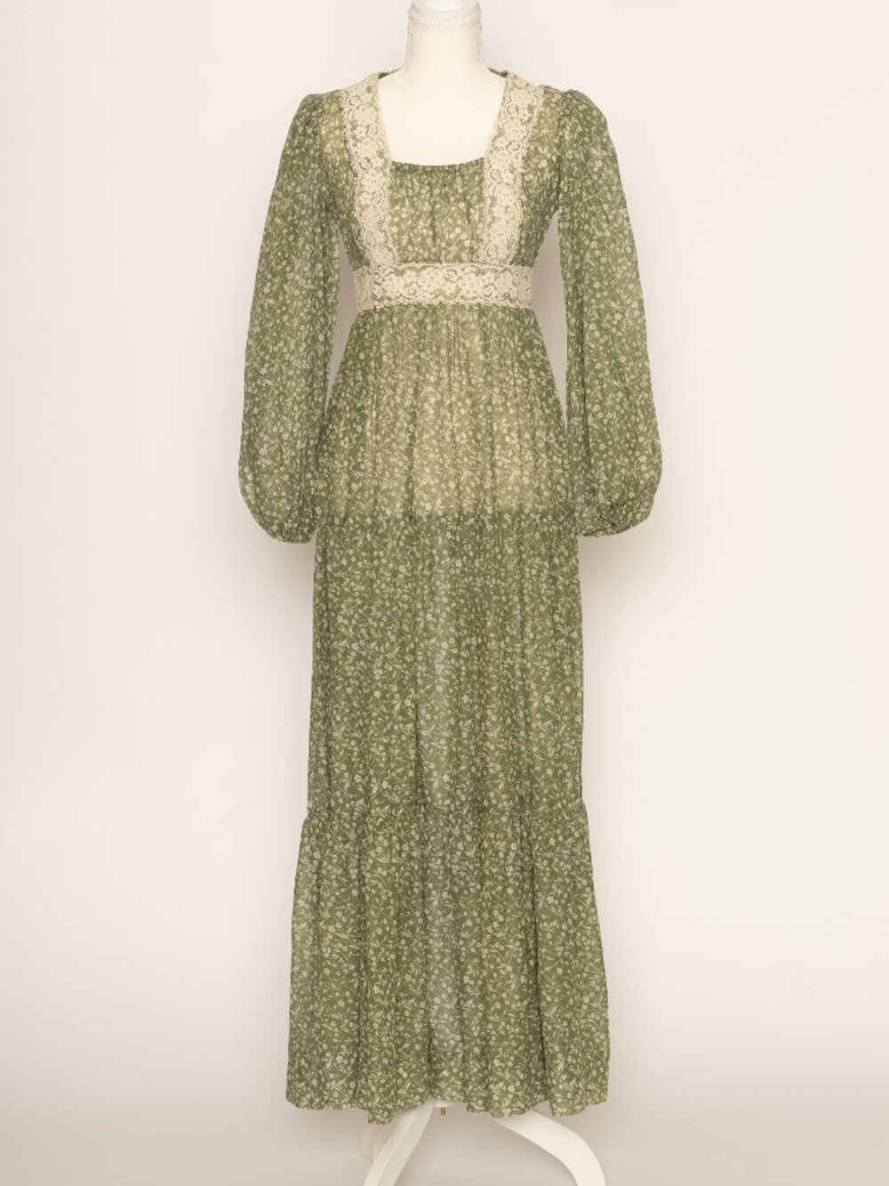 Rare Vintage 70s Burg'N Dye California Boho Cottagecore Floral Maxi Dress